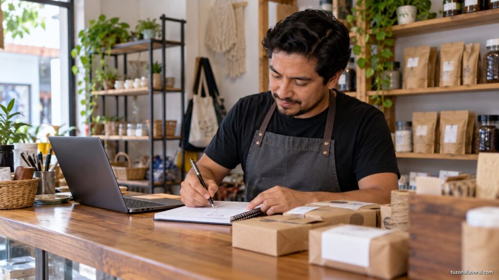 Registro de pedidos en un mostrador como ejemplo de una habilidad laboral.