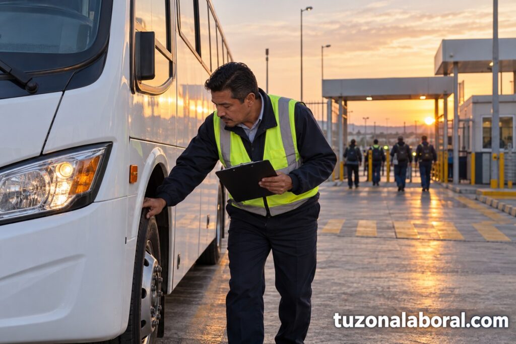 Escena ilustrativa de Operador de transporte de personal, con la marca tuzonalaboral.com.