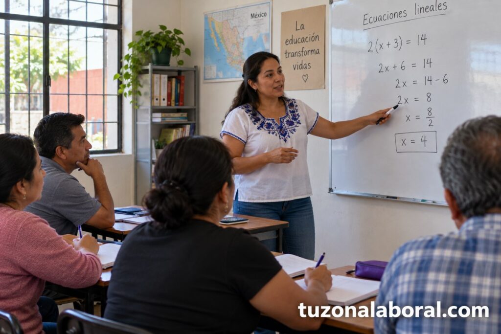 Escena ilustrativa de Docente, con la marca tuzonalaboral.com.