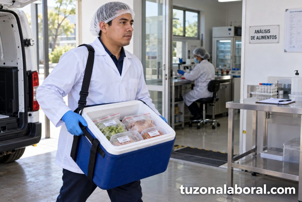 Escena ilustrativa de Recolector de muestras, con la marca tuzonalaboral.com.