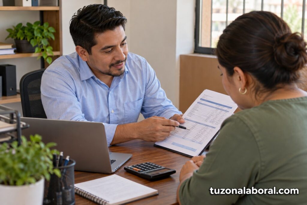Escena ilustrativa de Asesor de crédito, con la marca tuzonalaboral.com.