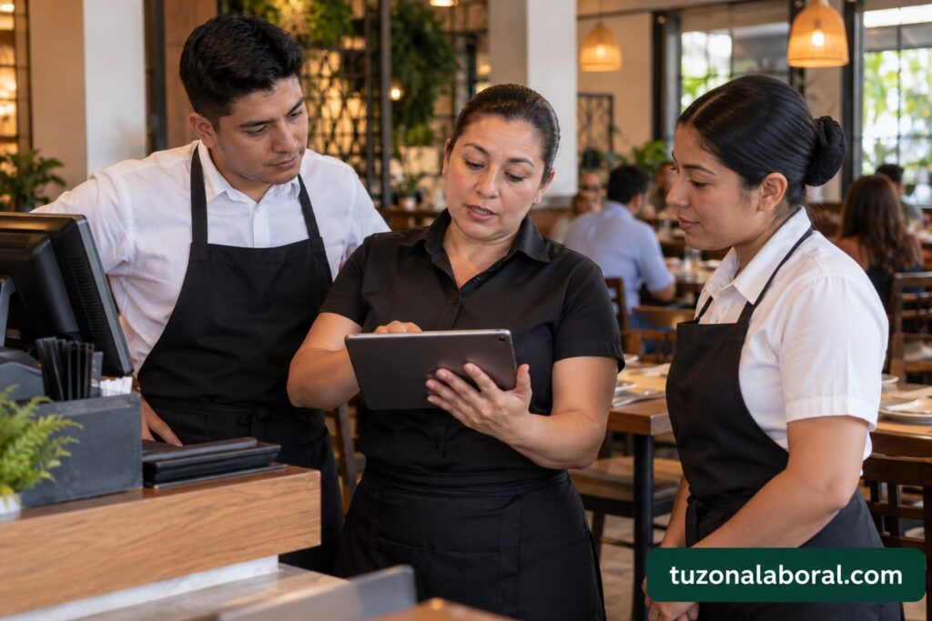 Imagen ilustrativa de Jefe de piso de restaurante con la marca tuzonalaboral.com.